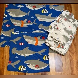 Pottery Barn Kids Shark Bed Set- Blue Color- Twin Size-Like New
